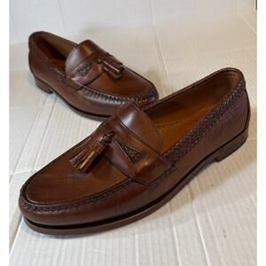 Allen Edmonds Men's 11.5 3E Maxfield Leather Braided Loafers Chestnut Brown